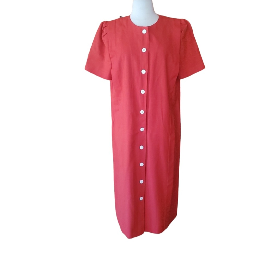 1980s‎ R&K Originals Red Linen Career Dress